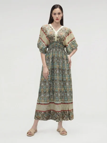 Suria Batik Smocked Maxi Dress – Jade
