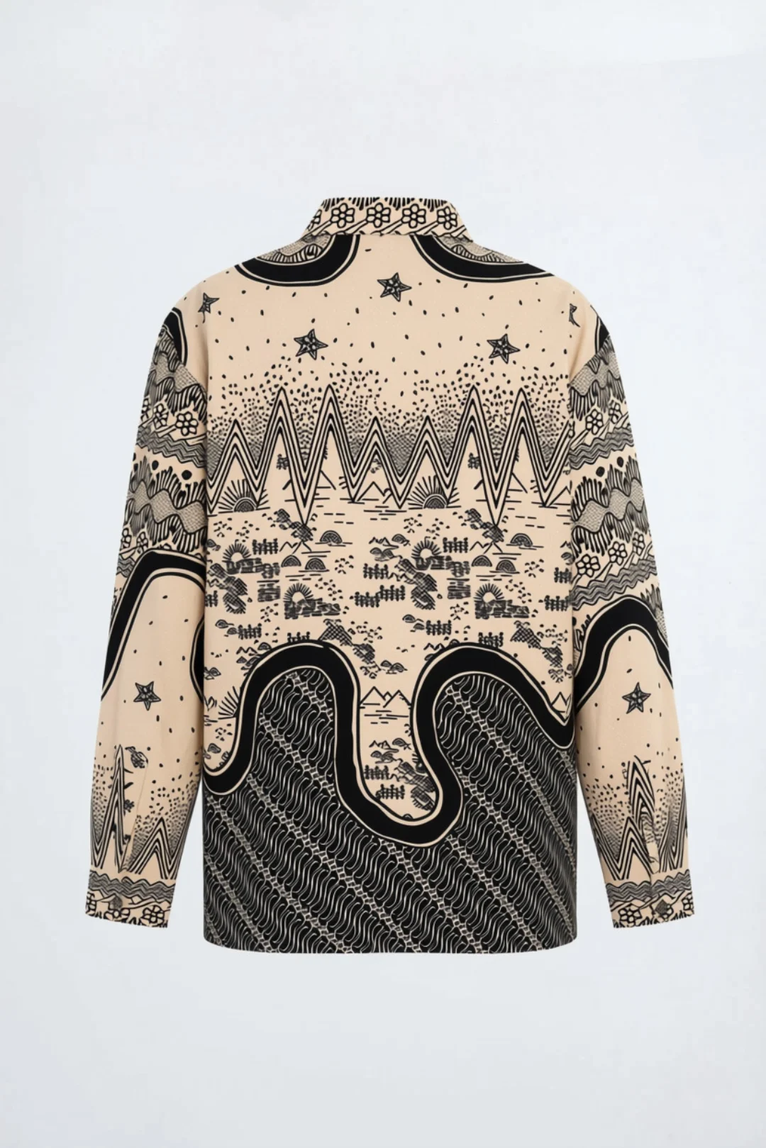 Gunung Batik Long-Sleeve Shirt – Sand & Black - Image 4
