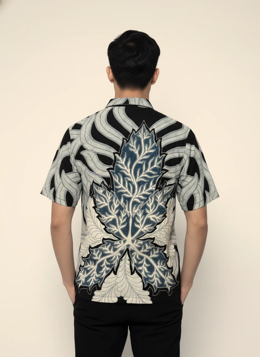 Pakis Batik Short-Sleeve Shirt – Ash Grey - Image 2