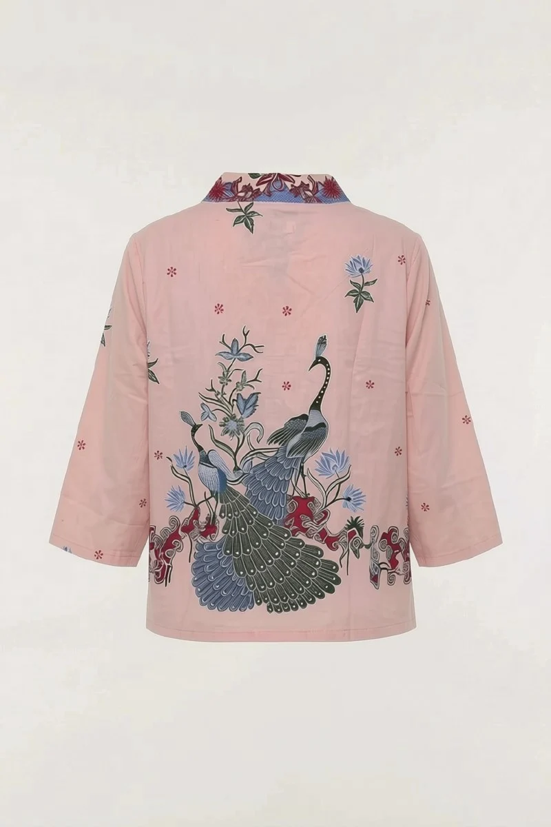 Dahlia Batik Wrap Kimono Top – Blush Pink - Image 4