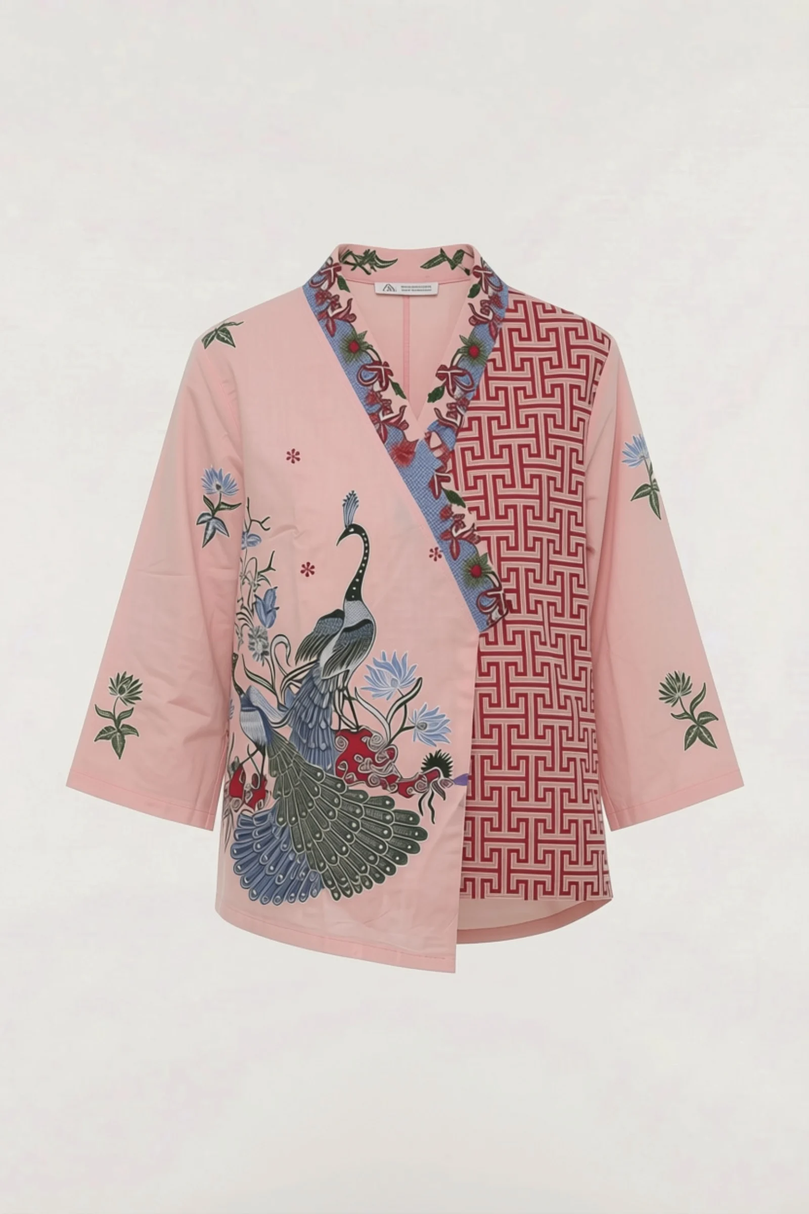 Dahlia Batik Wrap Kimono Top – Blush Pink - Image 3