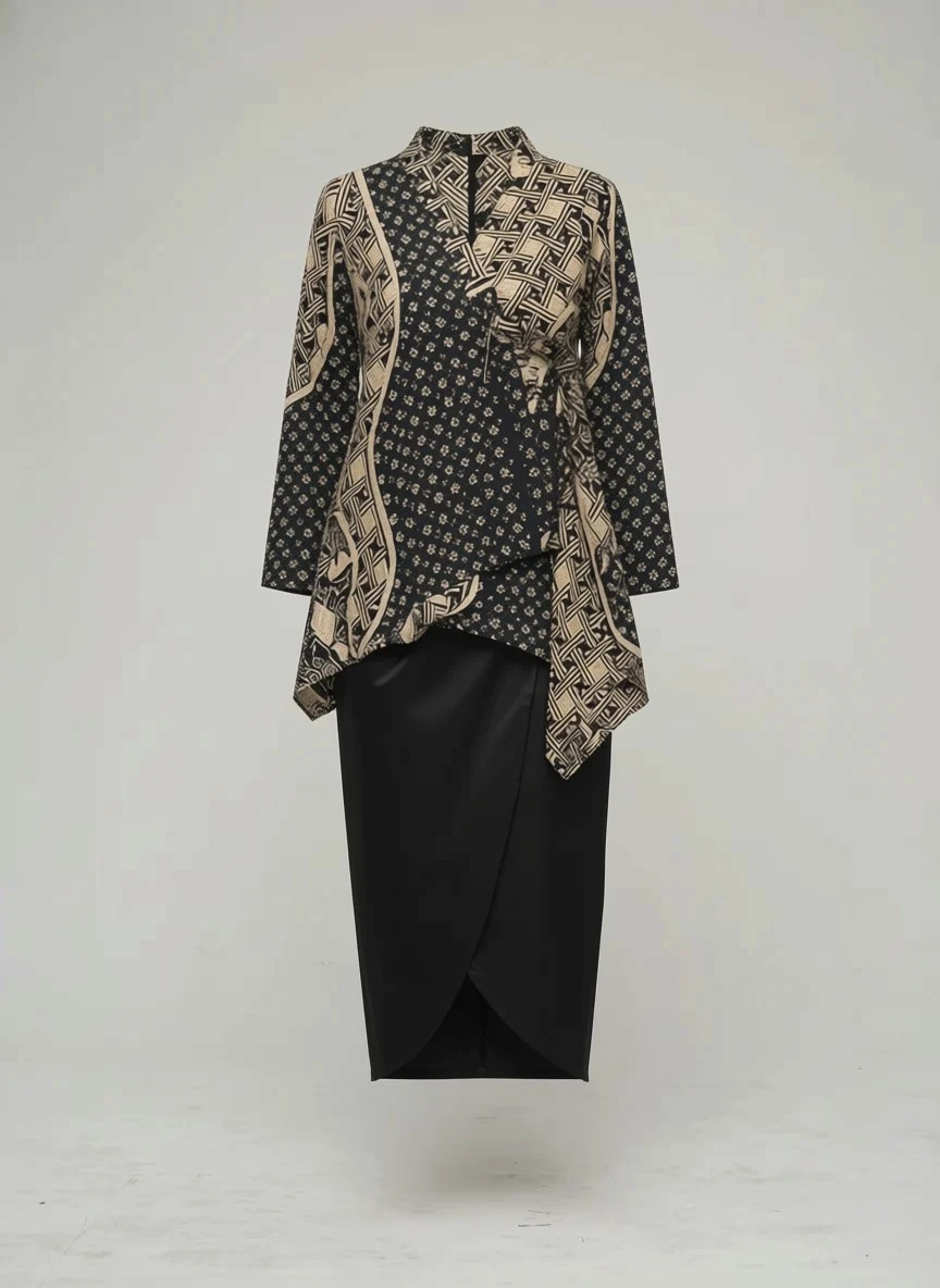Mawar Batik Kebaya Set – Black & Gold - Image 3