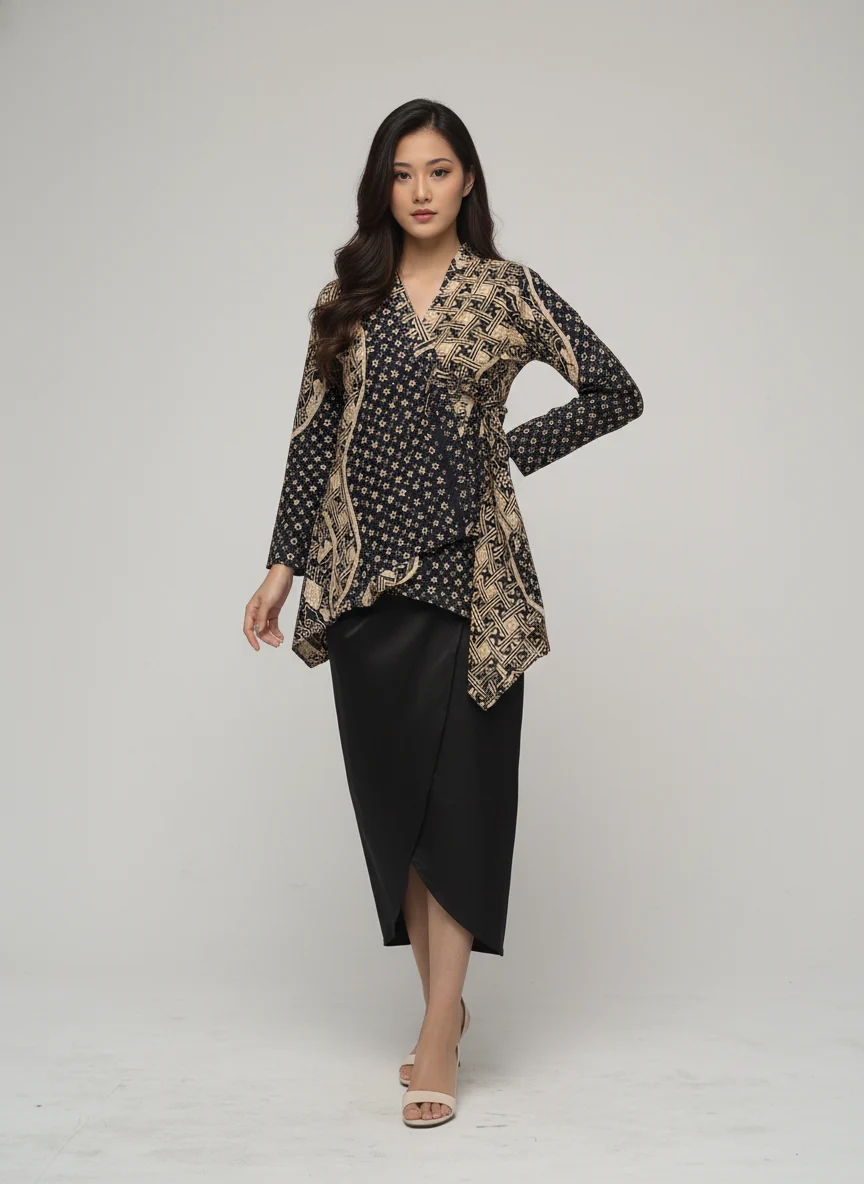Mawar Batik Kebaya Set – Black & Gold