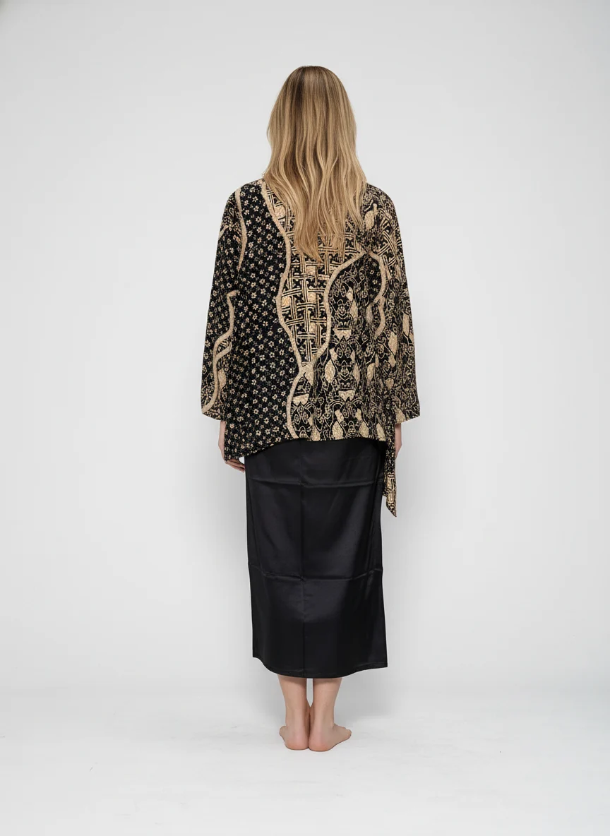 Mawar Batik Kebaya Set – Black & Gold - Image 2