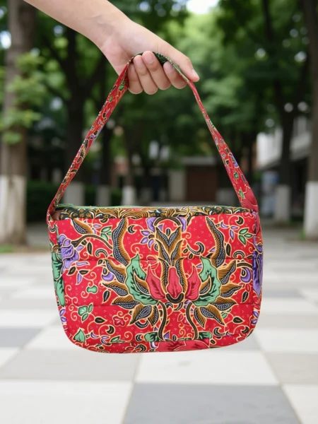 Ayu Batik Top-Handle Bag – Red Bloom