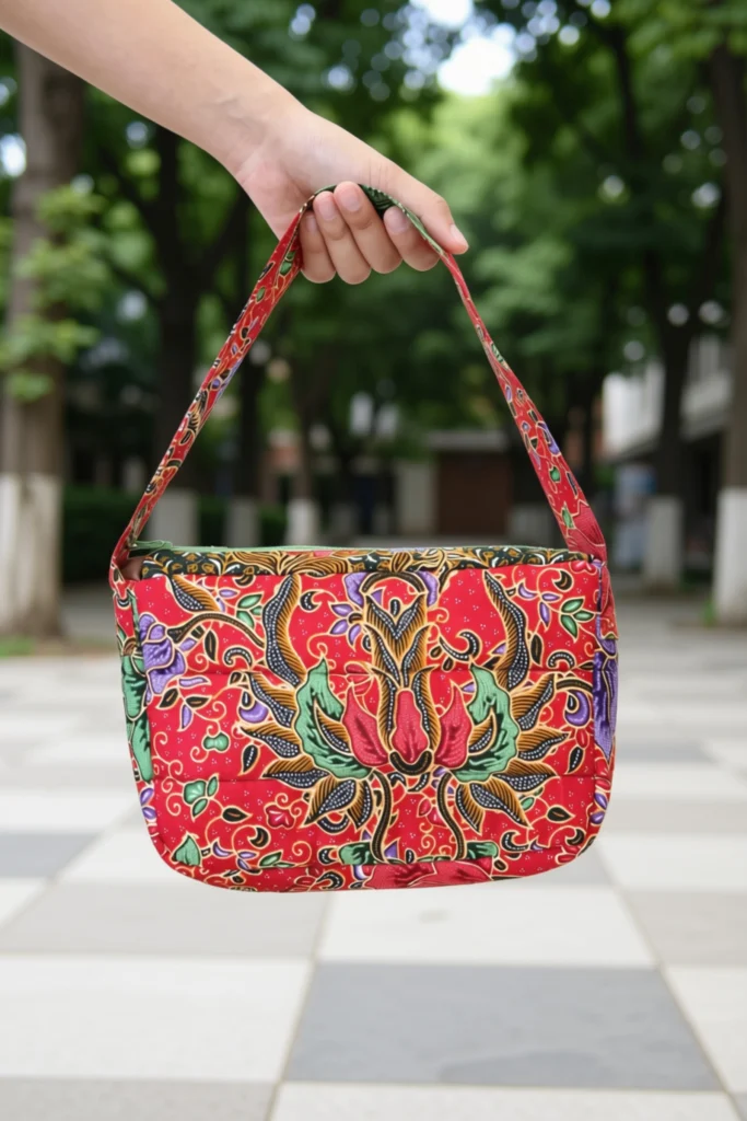 Ayu Batik Top-Handle Bag – Red Bloom