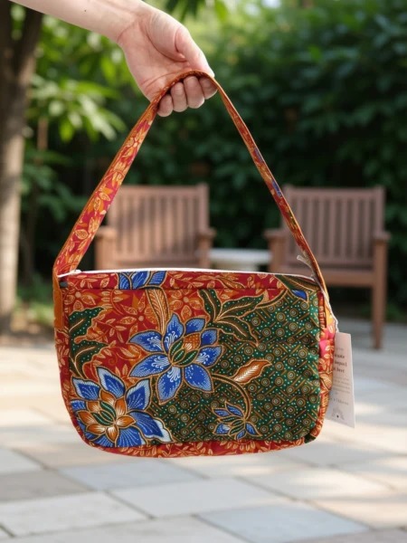 Ayu Batik Top-Handle Bag – Red & Green