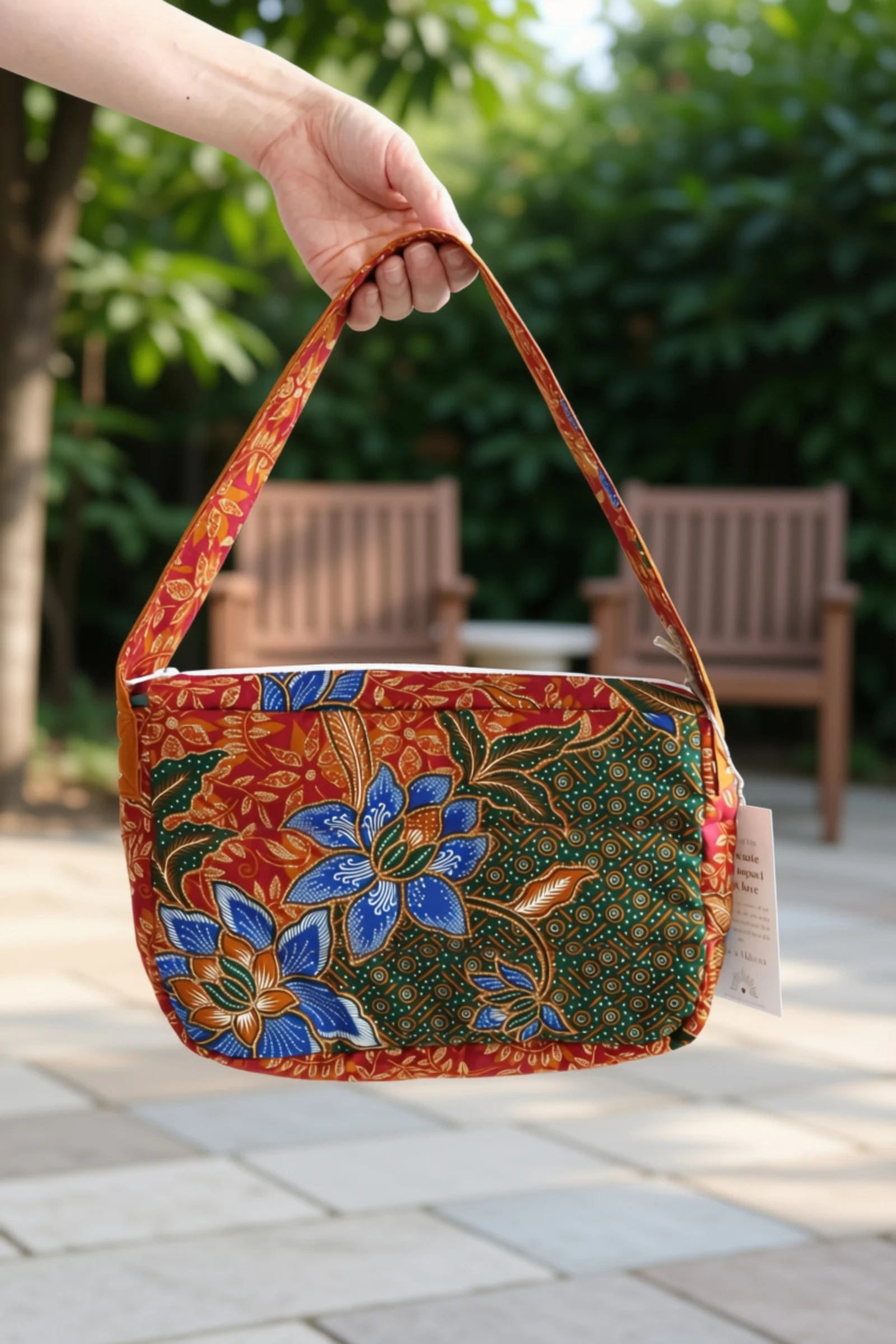 Ayu Batik Top-Handle Bag – Red & Green