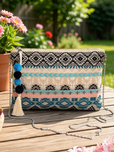 Nadia Batik Crossbody Pouch – Blue & Gold